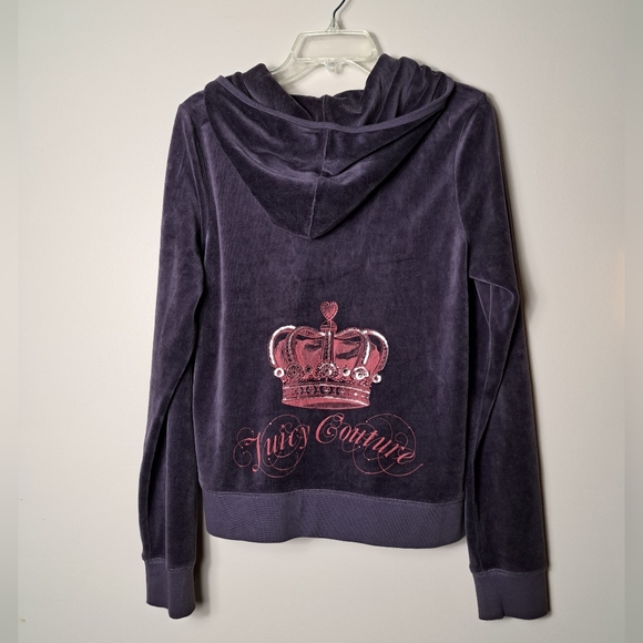 Juicy Couture Full Zip Hooded Sweatshirt Velour Purple Women's Size XL - Picture 1 of 13